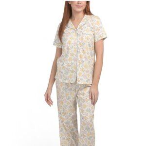 NWT POPPY & CLAY 2pc Organic Cotton Floral Short Sleeve Capri Pant Pajama Set
